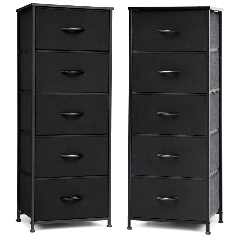 Home Bedroom Furniture 5-drawer Chest Vertical Storage Tower - Fabric Dresser