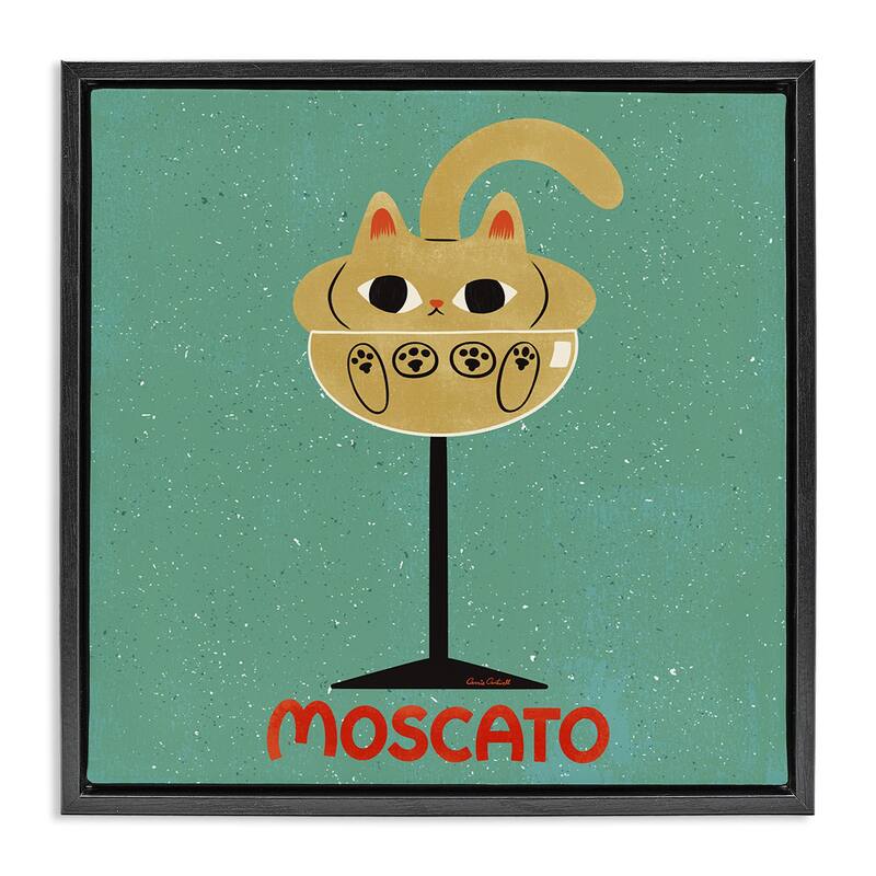 Stupell Moscato Feline Wine Framed Floater Canvas Wall Art Design By Carrie Cantwell - 18 x 18 - Black