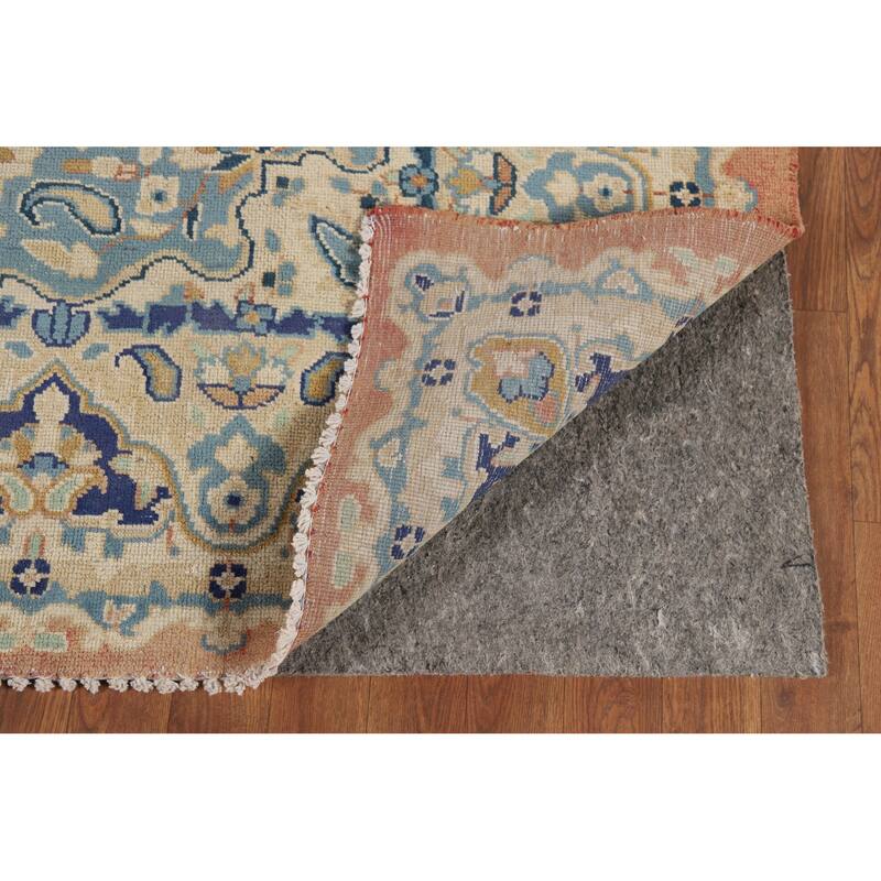 Orange Kerman Vintage Persian Area Rug Hand-Knotted Wool Carpet - 7'0" x 9'10"