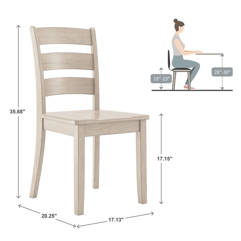 Wilmington II Round Pedestal Base Antique White 5-Piece Dining Set by iNSPIRE Q Classic