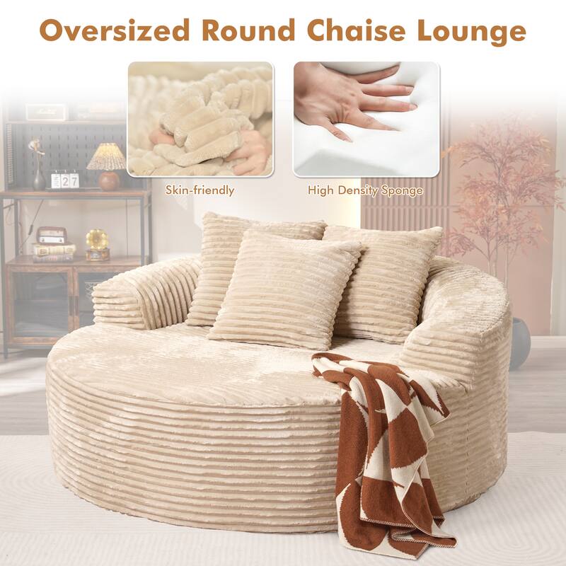 XIZZI Modern Round Plush Lounge Sofa with Cushions