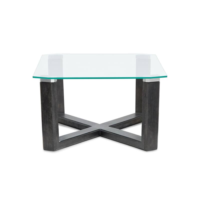 Magnussen Home Wexler Black Truffle And Clear Glass Rectangular Cocktail Table - 46.88''W x 30''D x 17''H