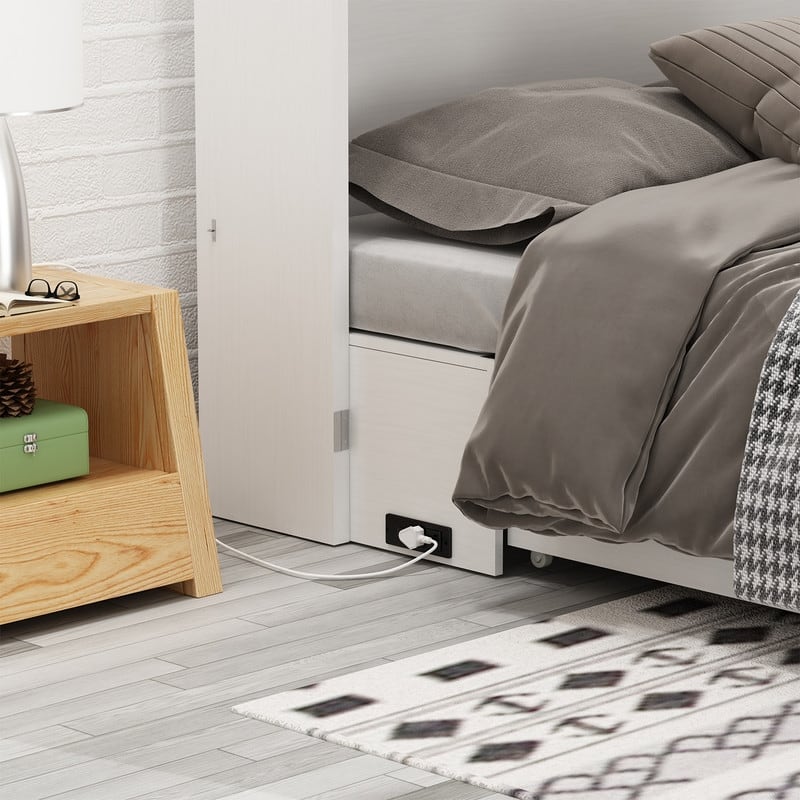 Mixoy Queen Size Murphy Bed with Mattress,Foldable Space-Saving Cube Cabinet Bed