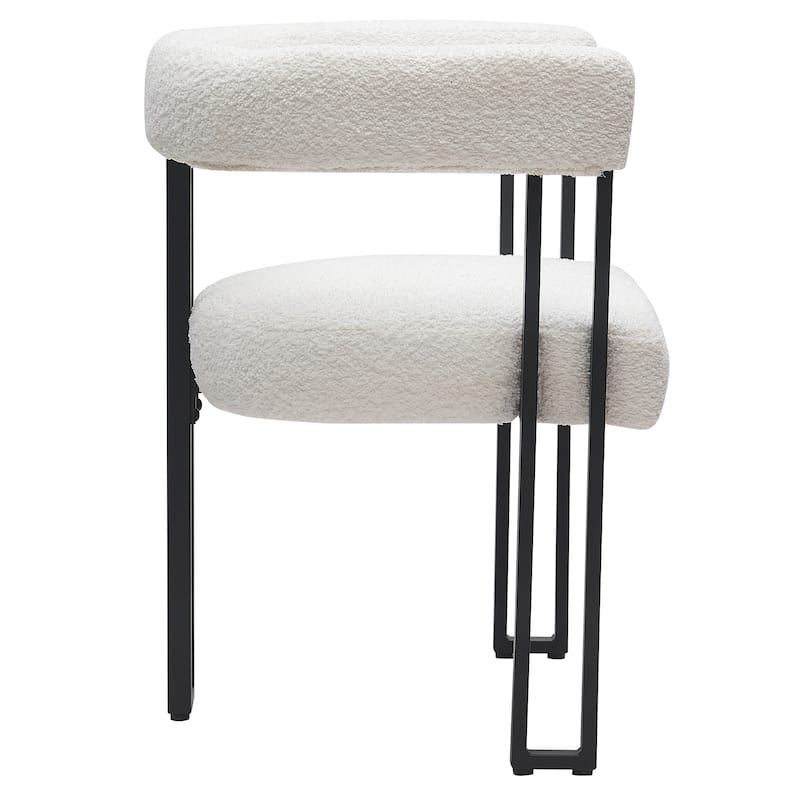 Contemporary Boucle Fabric Dining Chair, Set of 2