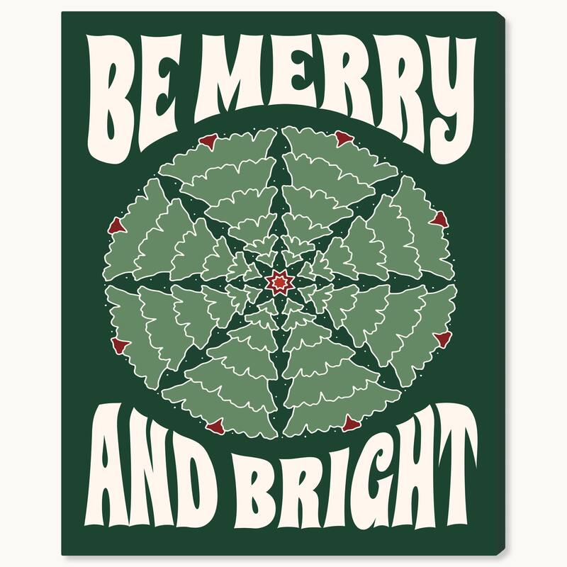 Wynwood Studio Canvas Holiday and Seasonal Be Merry and bright Pavillion Green Modern & Contemporary Wall Art Canvas Print