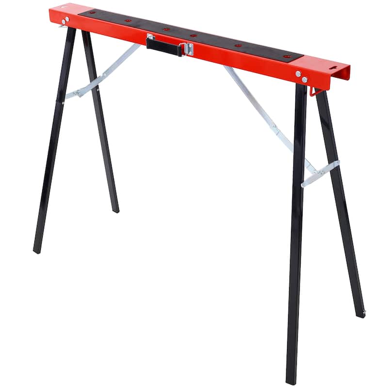 Saw Horses 2 Pack, Folding Portable Work Horse with Fast Open Legs, Convenient Handle, Heavy Duty Steel Sawhorse for Garage
