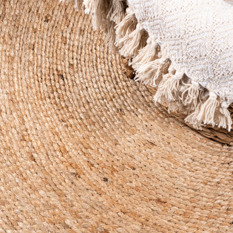 JONATHAN Y Bodhi Round Natural Jute Braided Circle Area Rug