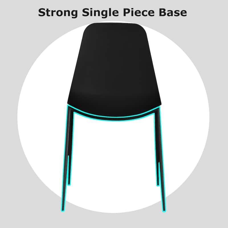 Set of 4 Plastic Dining Chairs Cushion Padded For Kitchen Metal Legs Guest Meeting Waiting Room Business Indoor Outdoor Patio