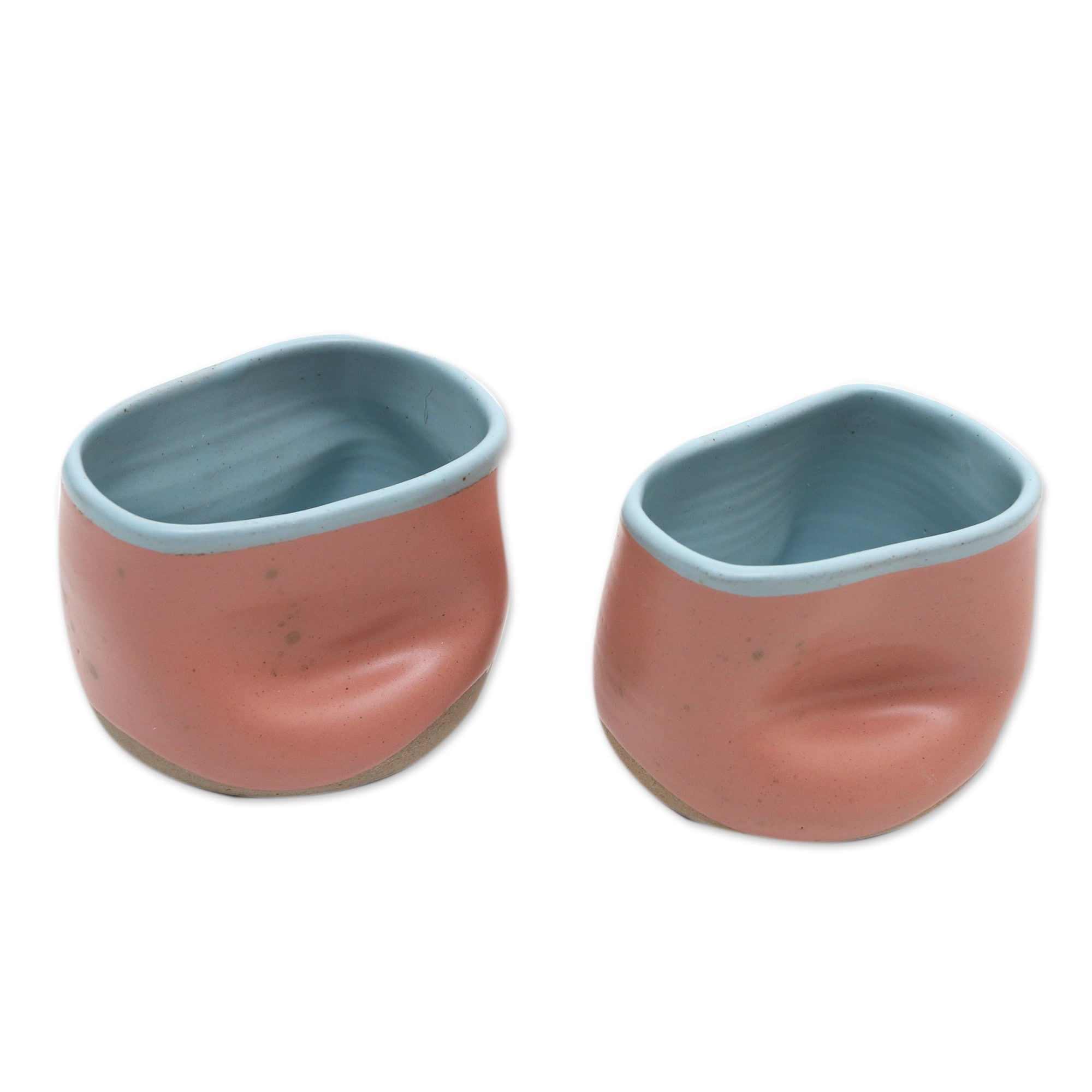 Novica Handmade Pink Squeeze Ceramic Teacups (Pair)