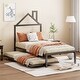 preview thumbnail 2 of 25, Twin Size Metal Platform Bed with Twin Size Trundle Black