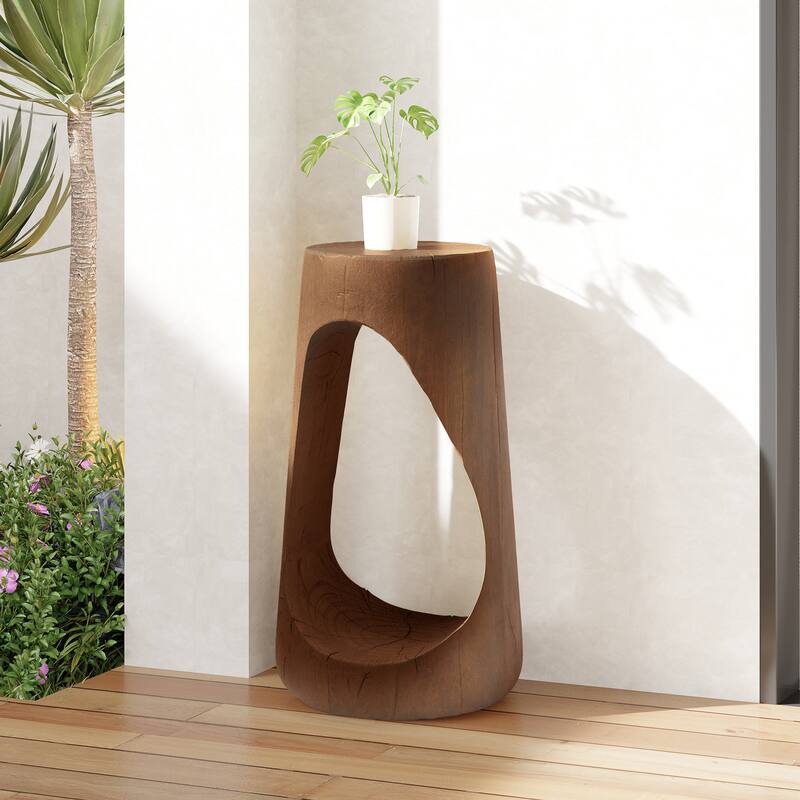 Christopher Knight Home - Quillan MGO End Table with Hollow Modern Design - Antique brown_26.57" H - 26.57" H