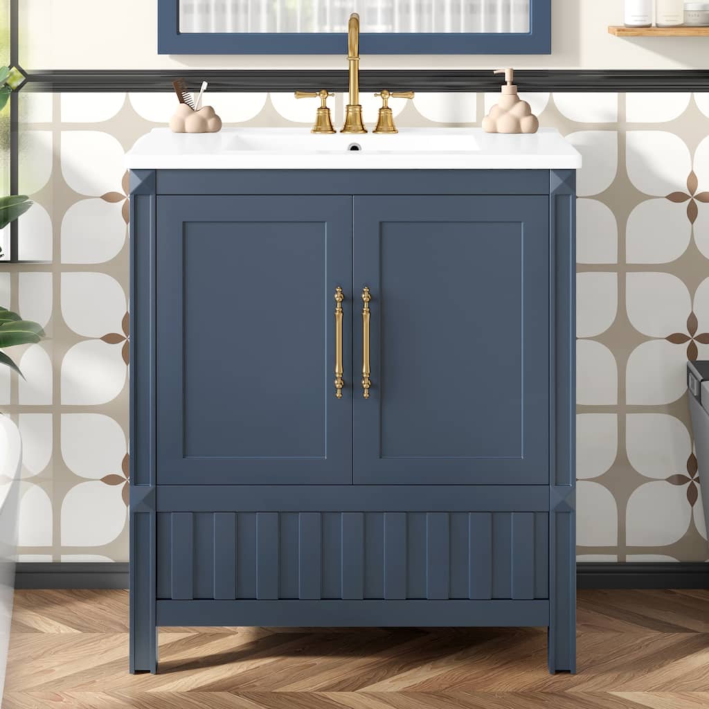 30" Bathroom Vanity with Sink, Drawers, Doors & Storage Shelves