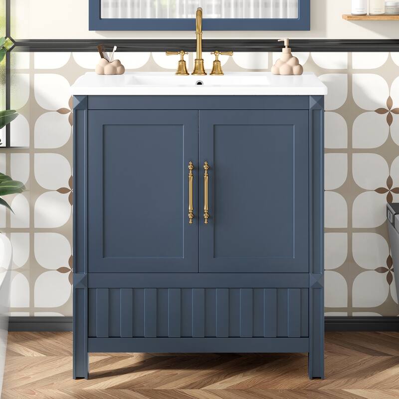 Roomfitters 30 Inch Bathroom Vanity with Sink, Solid Wood Cabinet with Door Storage and Drawer