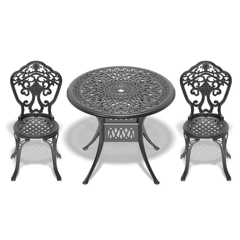 Traditions 3-Piece Patio Outdoor Dining Set with 2 Dining Chairs and 35.43 in.Round Table, Rust Free