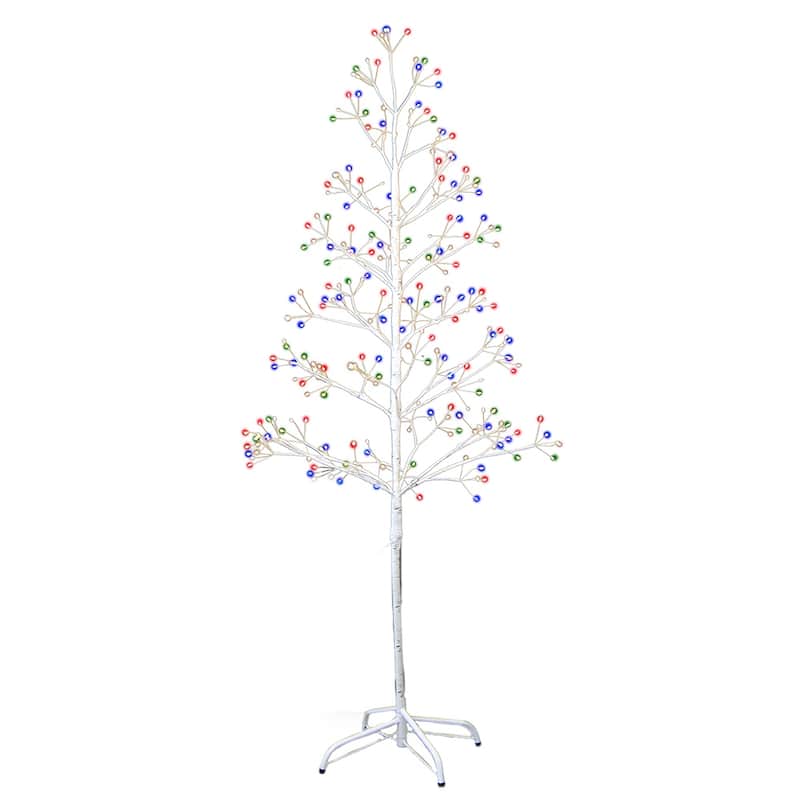 Kurt Adler 5-Foot White Birch Twig Tree with Multi-Color 8-Function Lights - 5'