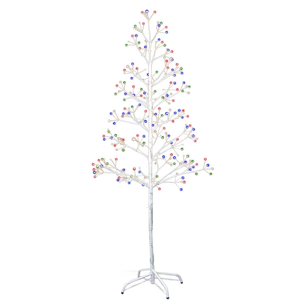 Kurt Adler 5-Foot White Birch Twig Tree with Multi-Color 8-Function Lights - 5'