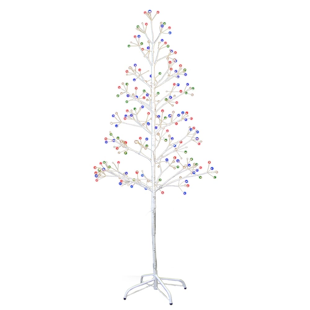 Kurt Adler 5-Foot White Birch Twig Tree with Multi-Color 8-Function Lights - 5'