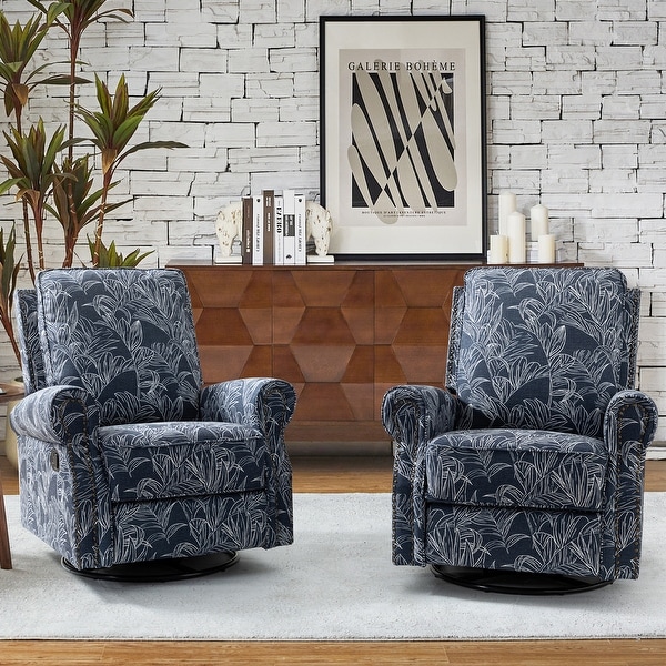 Roderich Farmhouse Floral Print Swivel Rocker Recliner with Rolled Arms Set of 2 by HULALA HOME On Sale Bed Bath Beyond 39177947