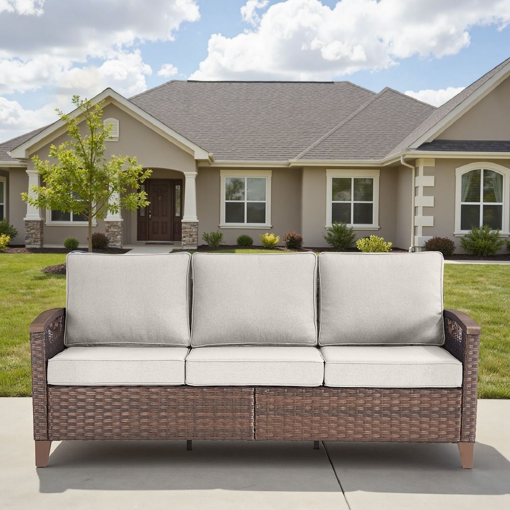 Pocassy Patio Sofa PE Wicker Set