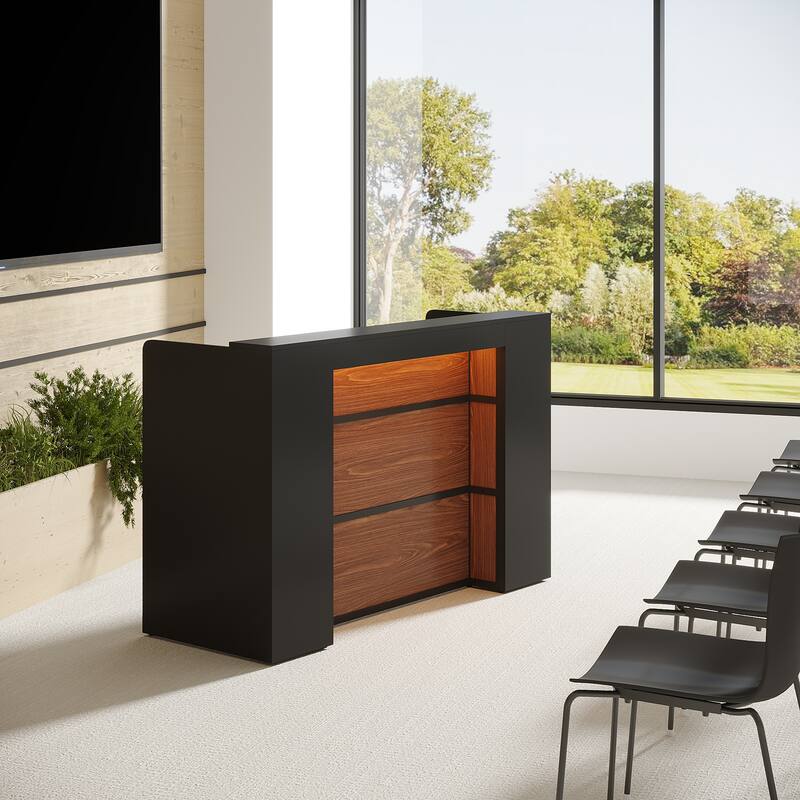 Modern 63 Inches Front Counter Table Reception Desk with LED for Retail