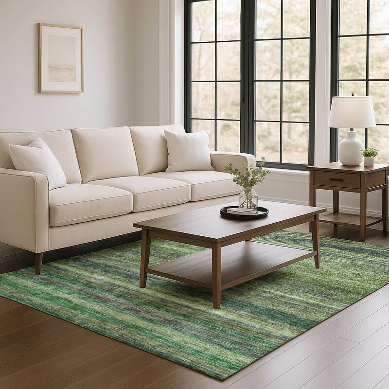 Premium Washable Super Soft Ombre Stripes Mayfield Rug - Aloe - 10' x 14'