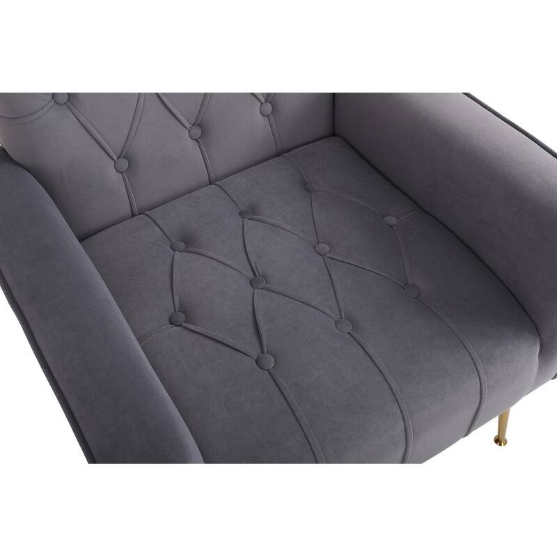Accent Chair with Ottoman,Living Room Club Chair and Ottoman Set,Grey