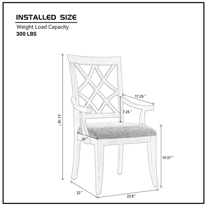 2-Pack Wooden Arm Dining Chairs, Comfortable Polyester Upholstered Cushions, Retro Style