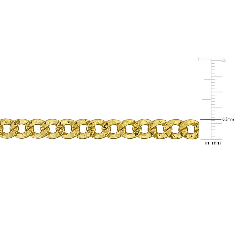 Miadora Hammered Curb Link Chain Necklace in Yellow Plated Sterling Silver