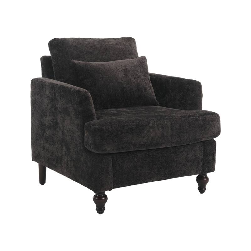 Mid Century Accent Chair with Wood Frame, Modern Upholstered Lounge Reading Chair Armchair, Comfy Single Sofa Chair Club Chair