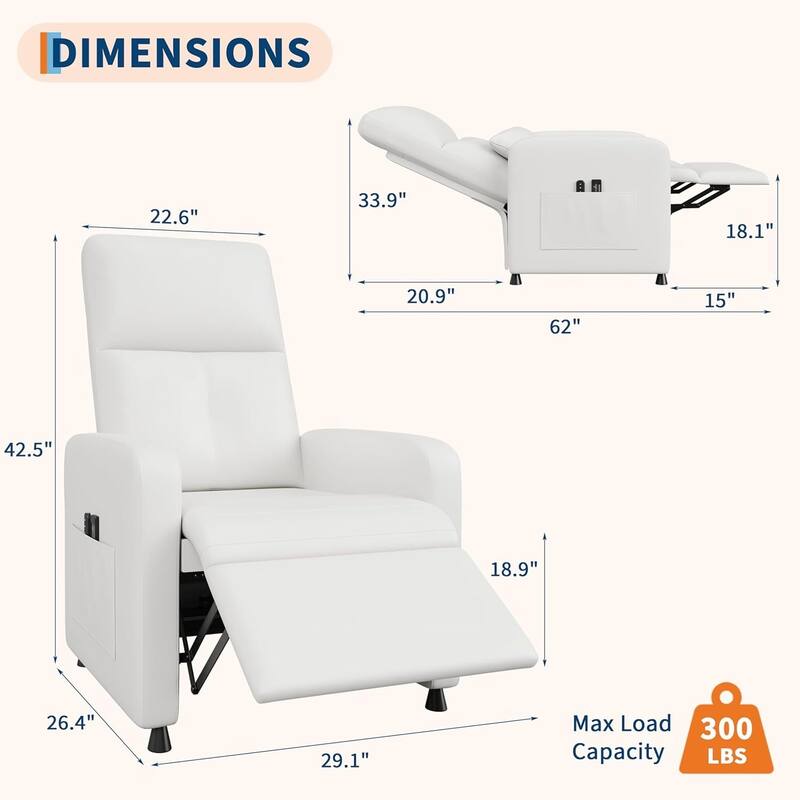 Power Recliner Chair, with Massage and Heat