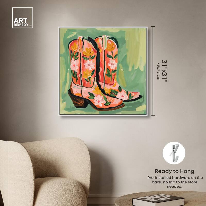 Wildflower Cowboy Boots Canvas by Art Remedy