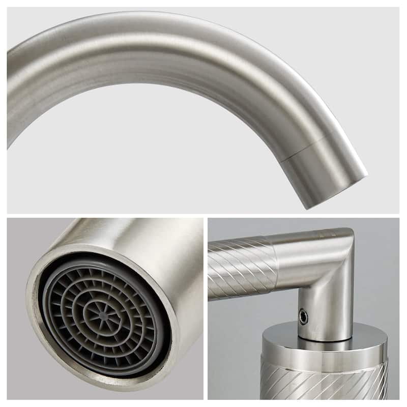 2 Handles Widespread Bathroom Sink Faucet 3 Holes Bathroom Faucet with Pop Up Drain Vanity Tap with CUPC Supply Hoses