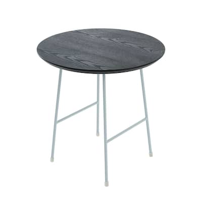 Rossmore Round Side Table MDF Wood Tabletop and White Stainless Steel Frame Accent End Tables