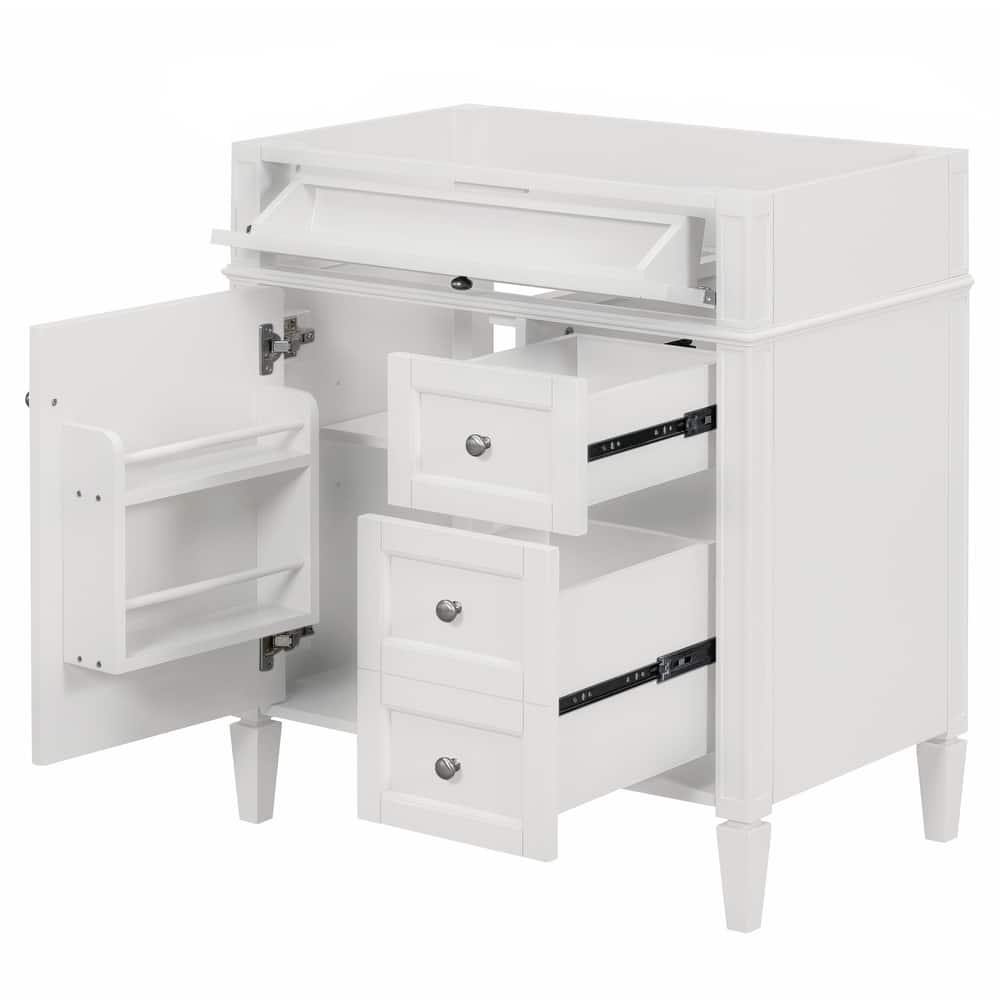 Roomfitters 30" Vanity Base Only, Modern Bathroom Cabinet with 2 Drawers and Tip-out Tray, Basin Not Included