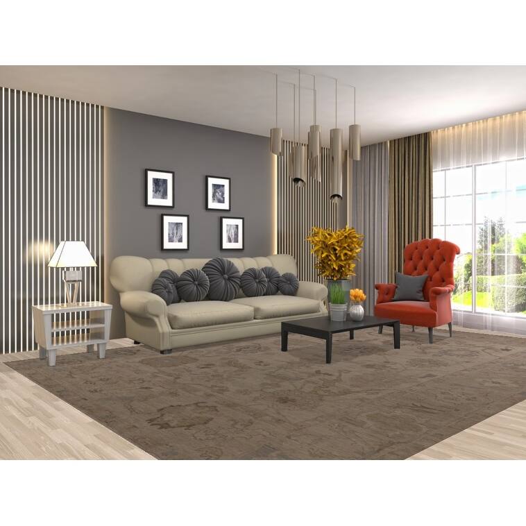 Vegetable Dye Oushak Turkish Rug Handmade Transitional Wool Carpet - 9'0" x 12'7"