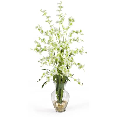 Silk Flower Arrangement Home Decor Vase, 31" Tall Orchid DÃ©cor for Living Room, Office, Table Centerpiece - 31