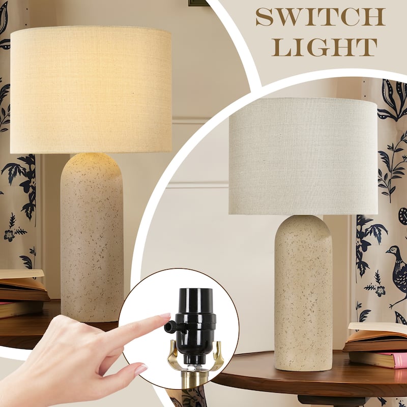 26.7" Ceramic Accent Table Lamp, Bedside Table Lamps With 3-way Dimming Switch