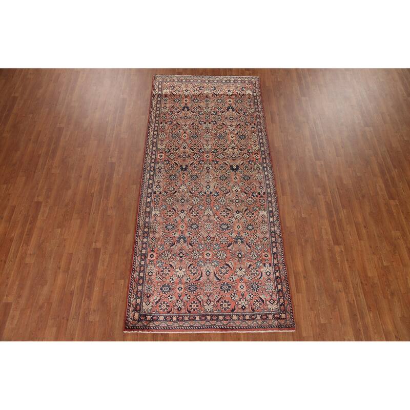 Hand Knotted Oriental 100% Wool Carpet Traditional All-Over Coral Mahal Area Rug - 10' 4'' X 4' 7''