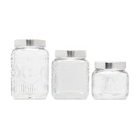 Amisglass Clotino Set of 3, Glass Kitchen Canister - Set of 3