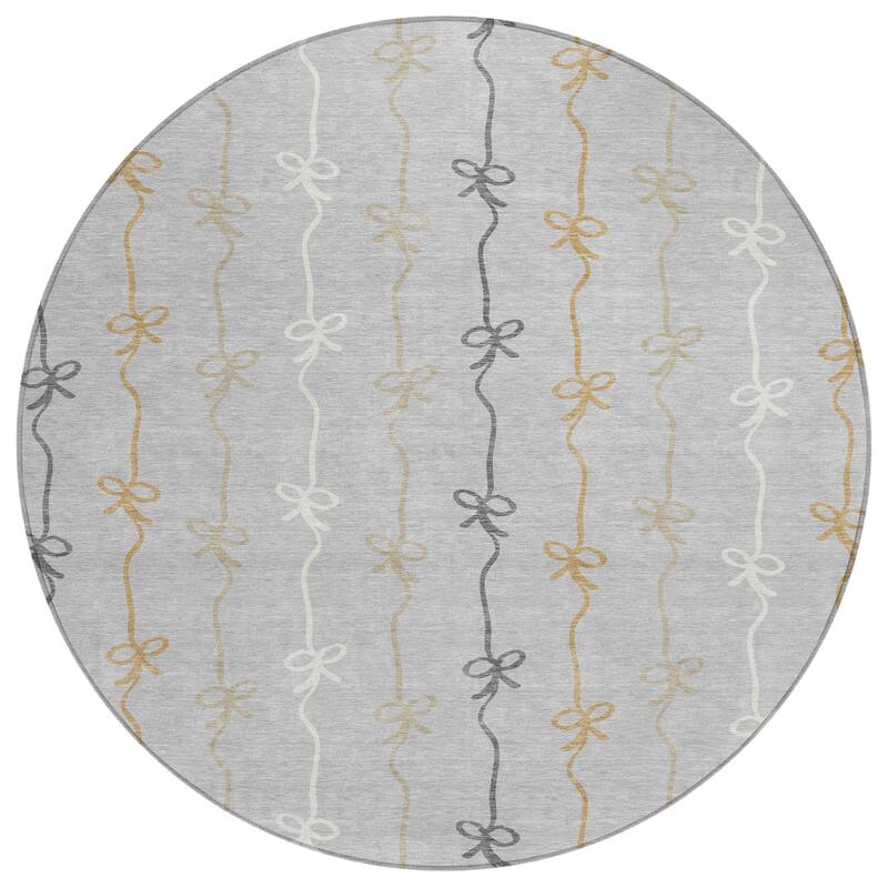 Machine Washable Indoor/ Outdoor Modern Bow Stripe Chantille Rug