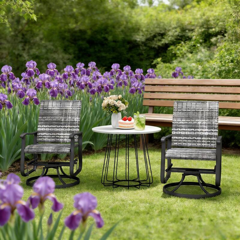 GDFStudio - Sebastian Outdoor Wicker Swivel Glider Chair Set of 2