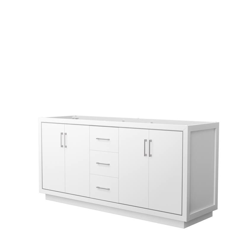 Icon Double Bathroom Vanity Cabinet, No Mirror - 72-Inch Double - White, Brushed Nickel Trim, No Top