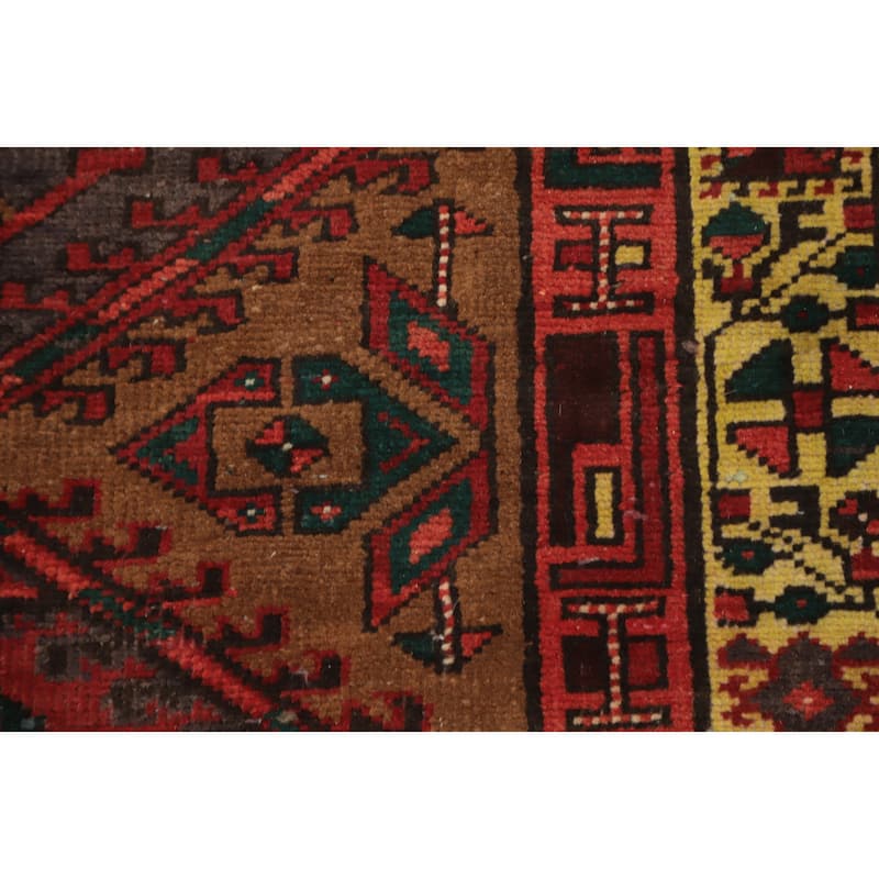 Hand Knotted Oriental 100% Wool Carpet Traditional Tribal Brown Ardebil Runner Rug - 10' 5'' X 3' 4''