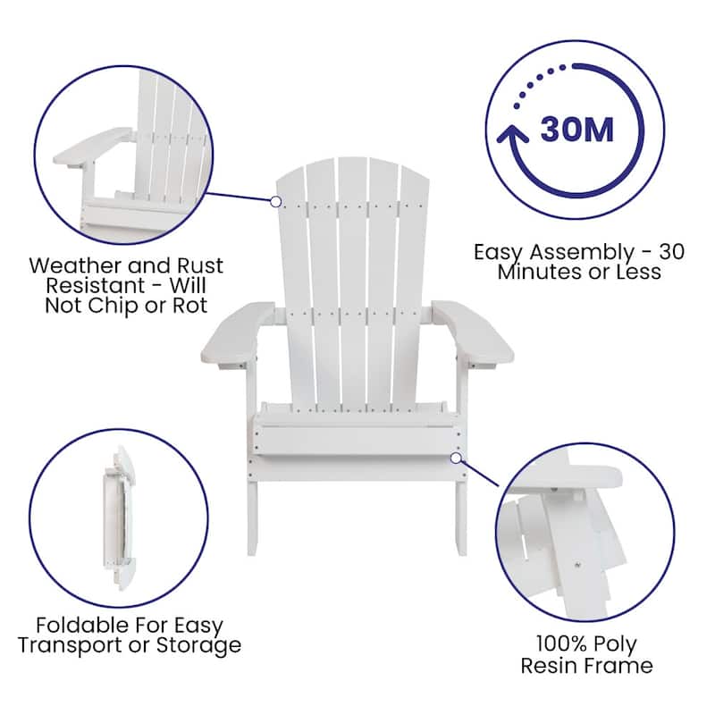 Poly-resin Folding Adirondack Indoor/Outdoor Patio Chair (Set of 4)