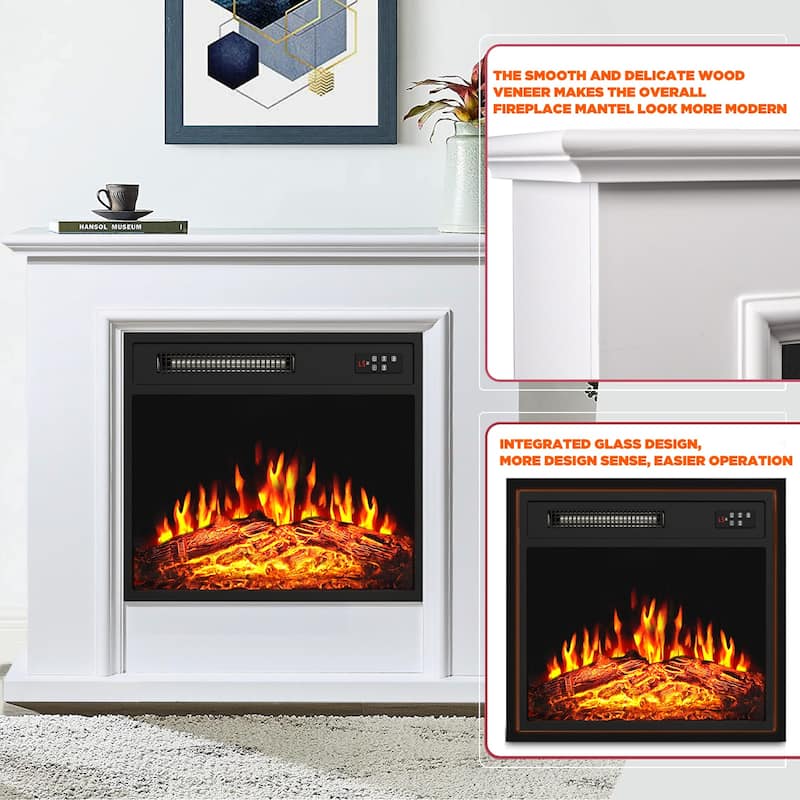 BOSSIN 18 inches Electric Fireplace Heater, 750/1500W Electric Fireplace Insert with Overheating Protection