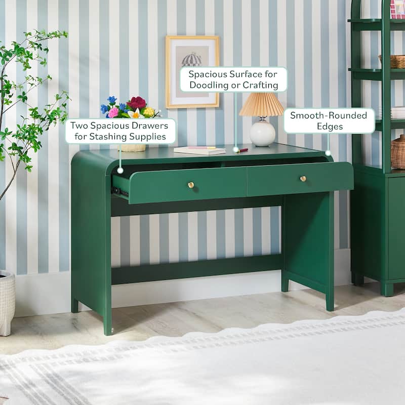 Walker Edison Modern Curve Design Writing Desk