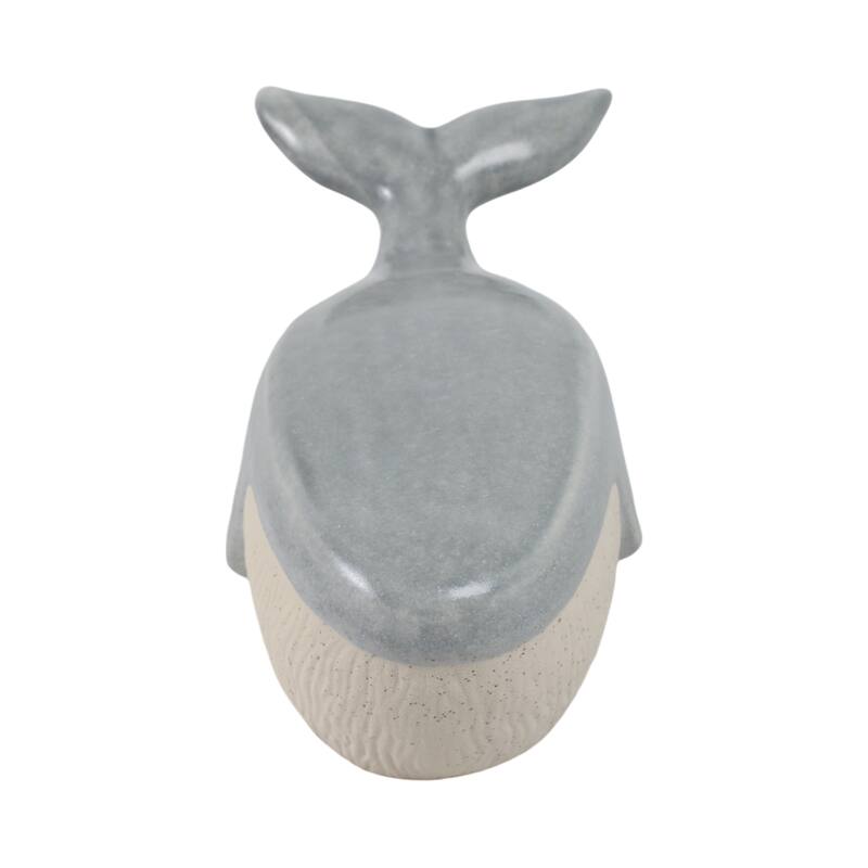 Stoneware Figurine Texture Coastal Whale Decorative Accent - 6" Blue - 14" x 6" x 6"