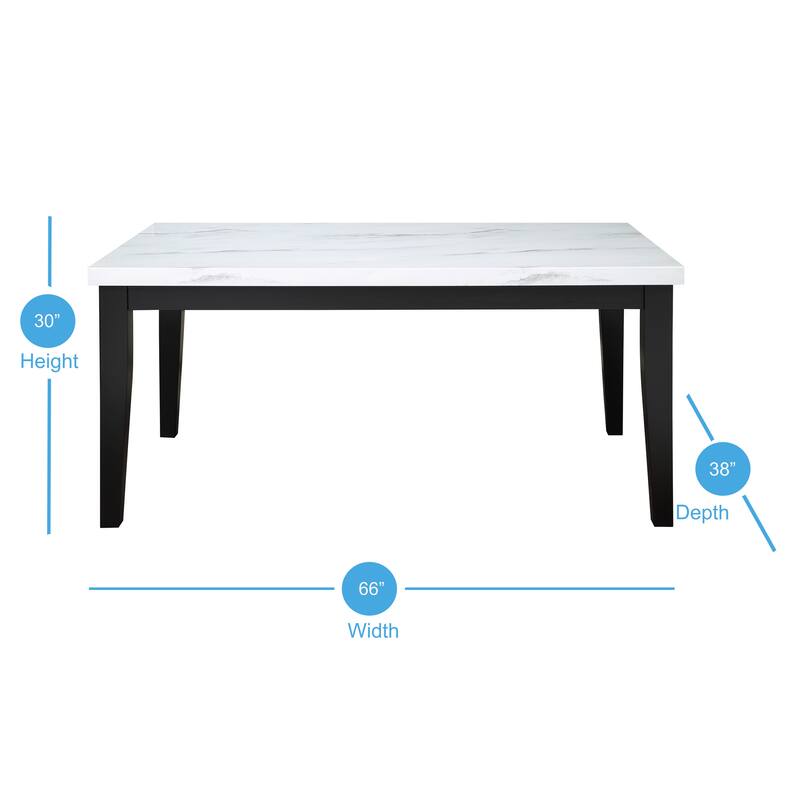 Steve Silver Santeri White Faux Marble and Cherry Dining Table