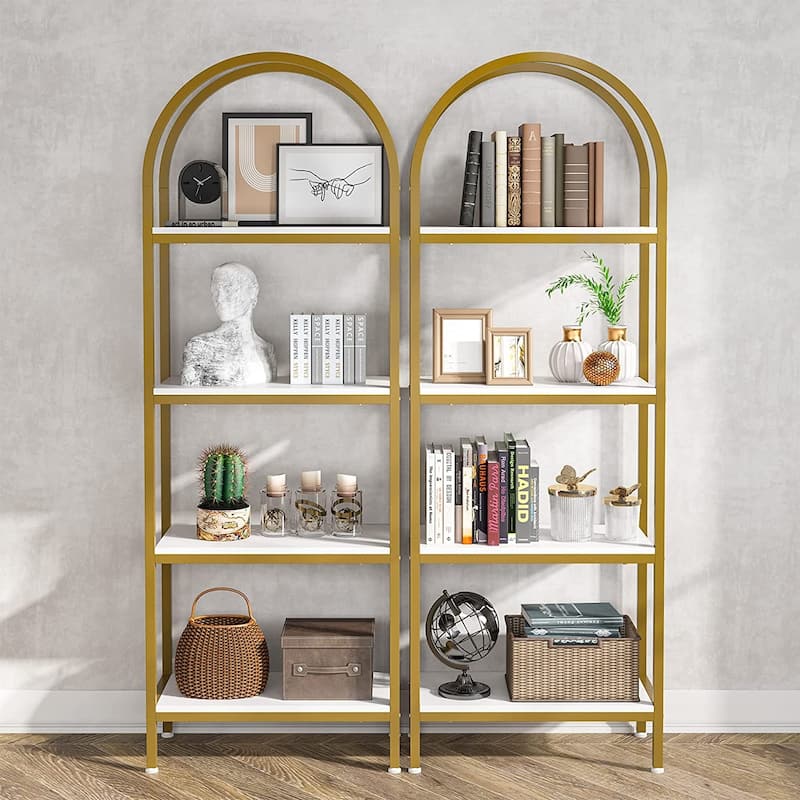 4-Tier Open Bookshelf, 70.8" Industrial Wood Bookcase Etagere for Home