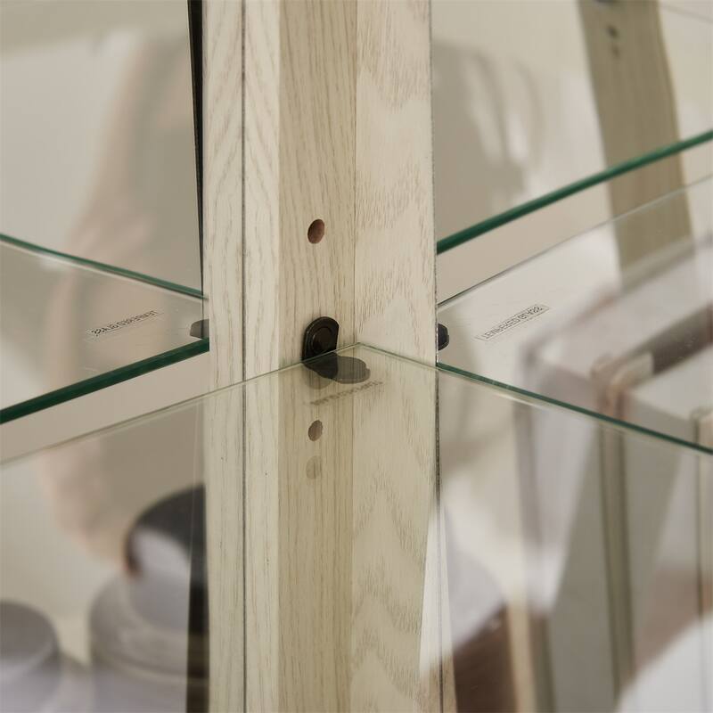 Lighted Corner Glass Curio Cabinet Display Case with Adjustable Shelves